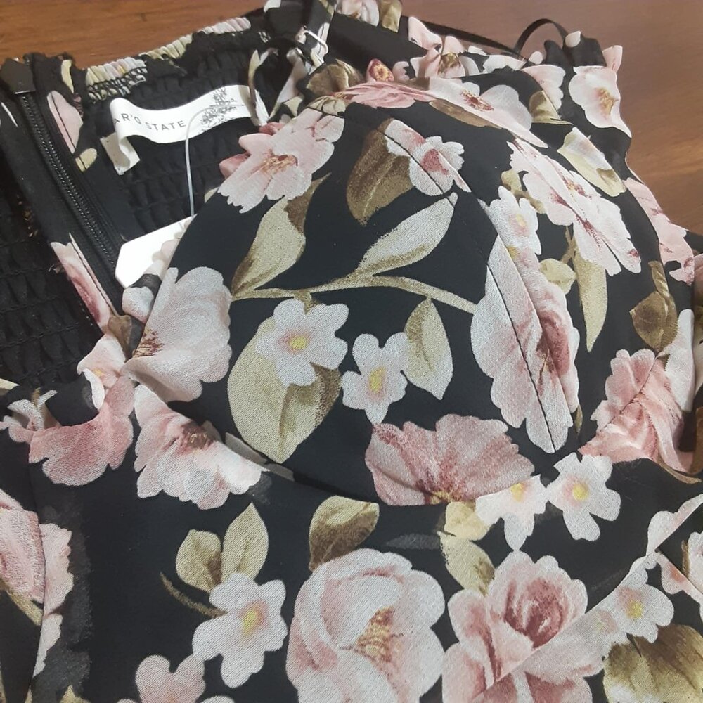 Altar'D State Size Large Chaya Floral Ruffle Spaghetti Strap Smocked Midi Dress - Picture 7 of 16